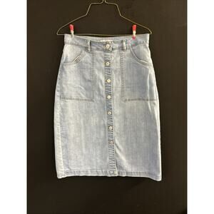 Love Tree Denim Button Front Jean Midi Skirt Medium Wash Size Medium Pockets